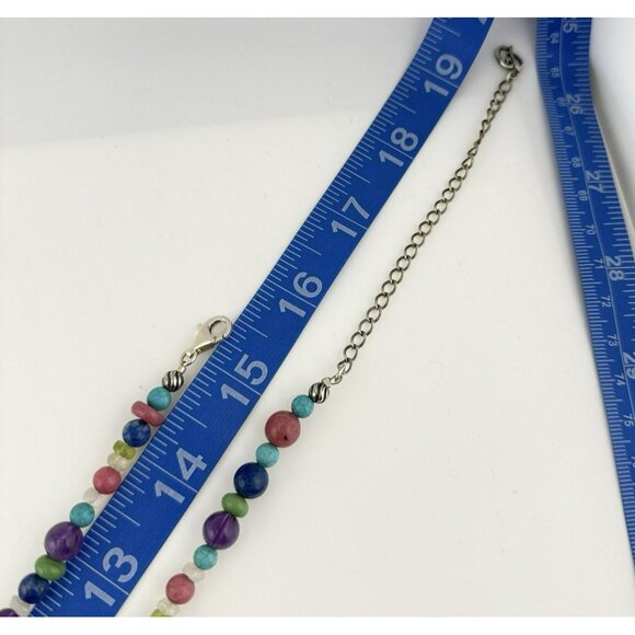 Carolyn Pollack Necklace Multi Gem Turquoise Lapis Amethyst Rhodonite Beaded 925 - Picture 11 of 12